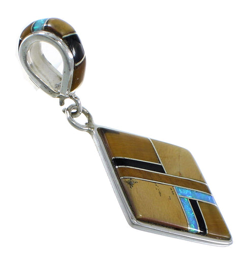 Tiger Eye And Multicolor Sterling Silver Pendant EX44351